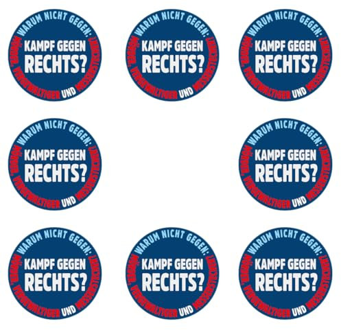 48 Stück Aufkleber 4cm rund Kampf gegen Rechts warum nicht gegen Messerstecher Sticker Sparpack gut haftend Aktiv werden 4 cm