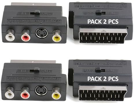 Scart-auf-Cinch- und S-Video-Scart-Adapter mit bidirektionalem Umschalter, kompatibel mit TV, VHS, DVD und Retro-Konsolen, einfache Verbindung mit 2 x Audio, 1 x Video und 1 x S-Video
