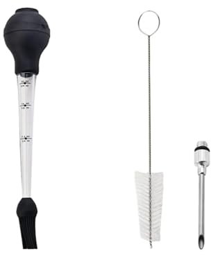 Pipeta para cocina, pipeta para jugo pipeta cocina, aguja de inyección con cepillo de limpieza para cocinar barbacoa pipeta cocina (negro)