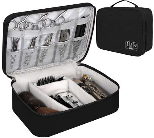 Barber Tools Bag Barber Case Hair Tools Travel Bag Clipper Guard Holder for Clippers and Supplies Hair Cutting Scissors Storage Bag Portable Clipper Storage Holder Organizer for Hair Cutting (Black)