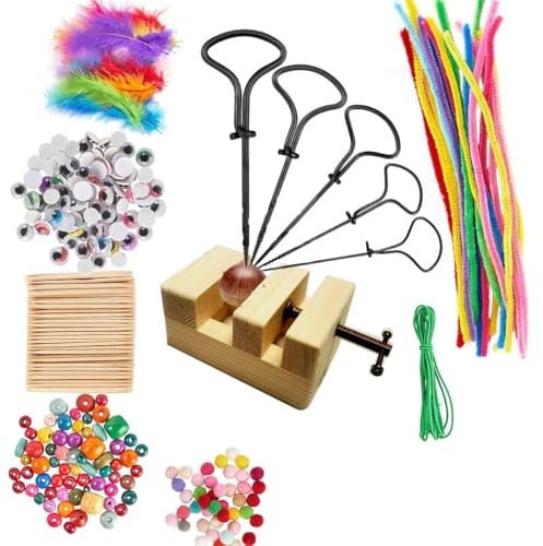 Gorise Kit Di Perforazione Per Lavori Artigianali in Castagno, Materiali Naturali Per Decorazioni E Perforazione, Kit Per Attività Creative Con Punta Da Trapano Da 1,5-5 Mm