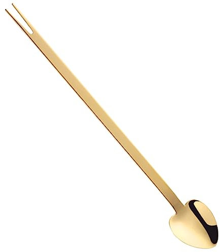 Ciieeo Cucchiai Per Gelato in Acciaio Forchette Doppia Punta Cucchiai Per Mescolare Yogurt Riutilizzabili Agitatore Per Succhi Combinazione Utensili Da Cucina