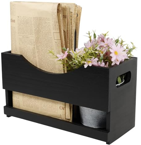 BOBASH Zeitungsständer Zeitschriftenhalter Holz Magazinständer Zeitungshalter Bücherregal Zeitschriftensammler für Büro Zuhause Schwarz(schwarz,1)