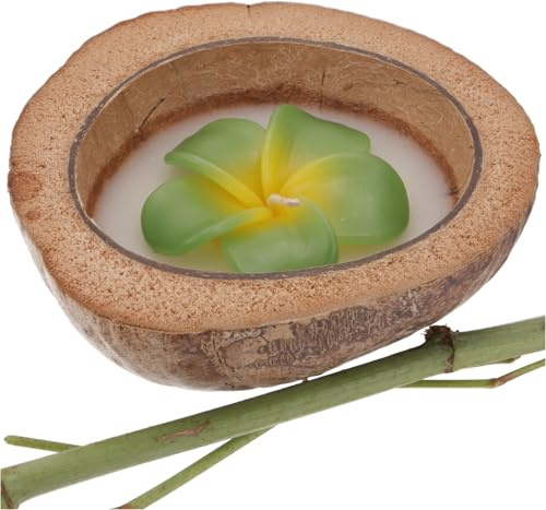 Exotische Duftkerze in Kokosnuss, 15 cm, Kokos Frangipani | Aromatisch duftend, ideal für Entspannung, dekorativ, exotisches Ambiente