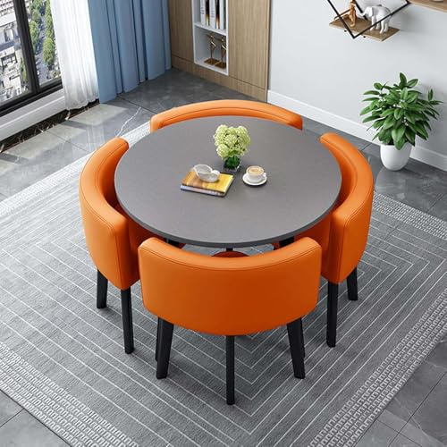 Moderno tavolo da pranzo rotondo quadrato con 4 sedie, cucina salvaspazio e tavolo da pranzo per piccole aree, perfetto per balconi, riunioni e gruppi da pranzo, 80 cm