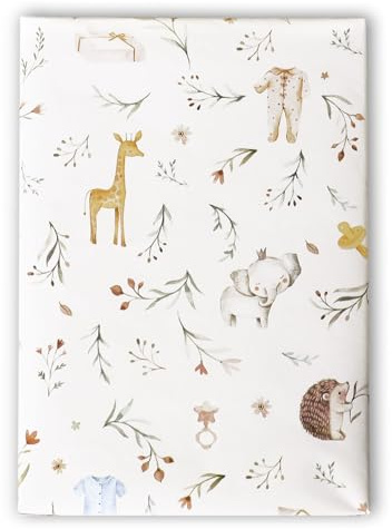 4 Bögen Taufe Geschenkpapier Baby 50x70 cm Kindergeburtstag Geschenkpapier Mädchen Tiere Falten Verpakungspapier Kinder Geburtstag Geschenk für Mädchen Jungen