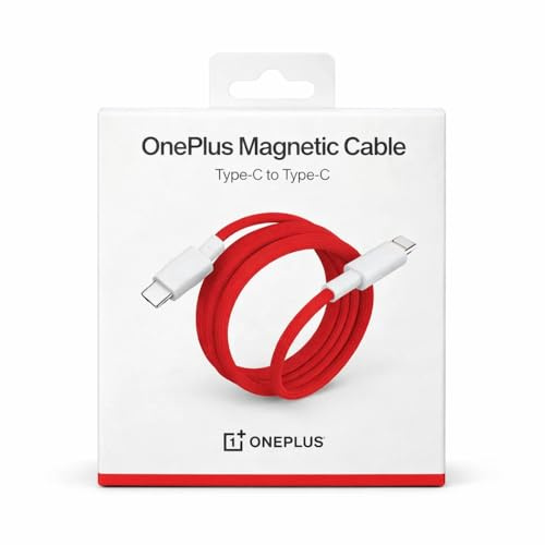 OnePlus Magnetic USB-C to USB-C Charging Cable | Red | 100W Fast Charge | 1.2m Braided Cable | Model DL158