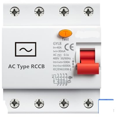 Disjoncteur différentiel triphasé + N, interrupteur de sécurité, disjoncteur électromagnétique RCD 25A 40A 63A avec certificat CE CB 1 pièces(30mA,4P 25A)
