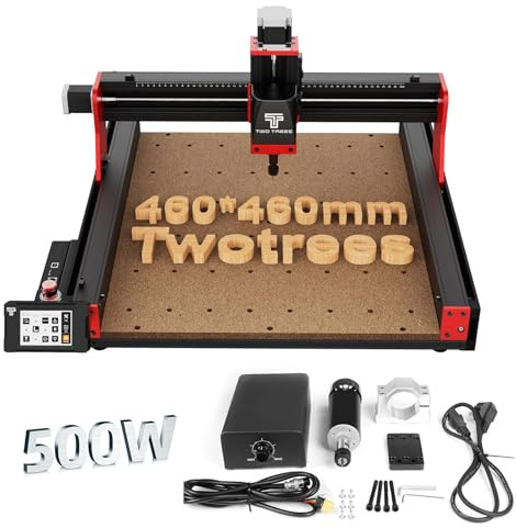 Twotrees TTC450 Pro Metall CNC Fräsmaschine mit CNC 500W Spindelmotor, CNC-Holzfräse mit NEMA 23 Schrittmotor, 3-Achsen Fräsmaschine zum Gravieren und Schneiden, Arbeitsbereich 460 x 460x80 mm
