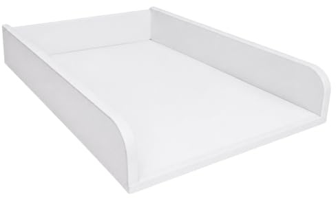 ComfortCove Fasciatoio per Comò, Arrotondato, Base Piena, 53 cm, Bianco | Sponde Arrotondate, 53,2 x 70 cm, Fasciatoio Neonate, Fasciatoio per Cassettiera, Bordi Rialzati