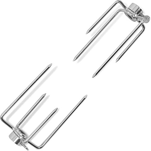 vidaXL Horquilla para Espetón de Asado Barbacoa BBQ 2 Unidades Acero Cromado