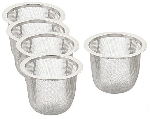 sourcingmap 5pcs Filtre Théière Maille Thé Infuseur Filtre Tisane Crépine Filet Thé Panier Passoire épice rondes en acier inoxydable 60mm Dia