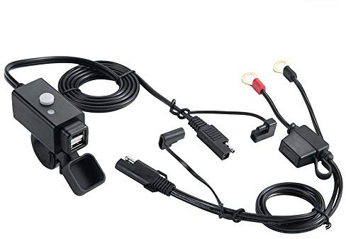 iMESTOU Motorrad USB Ladegerät 5V 3.1A, Abnehmbarer Lenker Mobilfunkanlagen abnehmbar Wasserdicht mit Dual USB und Schalter abgesichert Arbeit mit 12V/24V Fahrzeugen