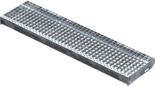Fenau – 1200 x 305 mm - Gitterrost-Stufe (R11) XSL, MW: 30/30 mm, verzinkt, Stahl-Treppenstufe nach DIN-Norm, Fluchttreppen geeignet, Anti-Rutsch-Wirkung