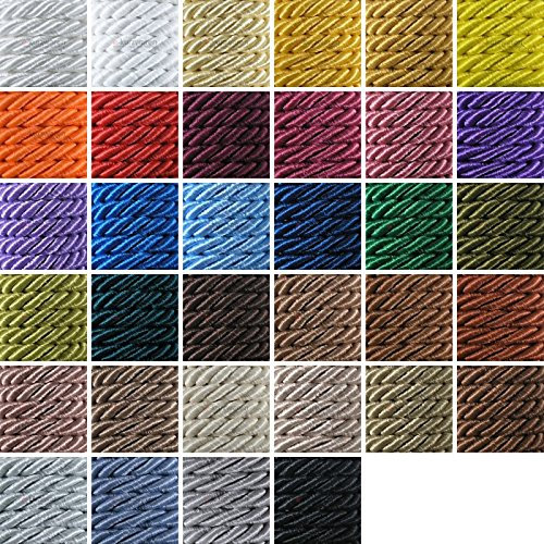 e-kurzwaren 7mm Ficelle Cordelette 5m / 20m Ficelle de Satin, Polypropylene Brillante, Décoration, Couture, Activité Manuelle, Créative, Neotrims, Torsade a Deux Fils, 34 Couleurs