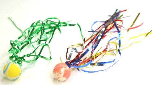 Schnooridoo 12 Flummi mit Glitzerband 24mm Katzenspielzeug Mitgebsel Kindergeburtstag