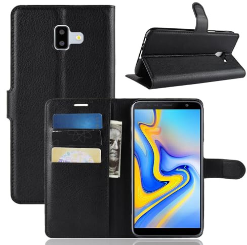 betterfon | Wallet Case Handytasche Schutzhülle Klapptasche Handyhülle Handy Tasche Schale Hülle für Samsung Galaxy J6 Plus Schwarz