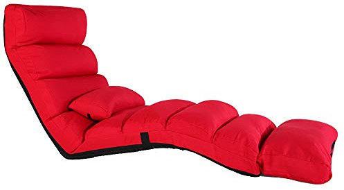 Bseack Deckchairs,Mehrere Gänge Einstellbar Faltbare Mittagspause Stuhl Faul Sofa Multifunktionale Dreifach Stuhl Abnehmbaren Stoffbezug Wohnzimmer Schlafzimmer Sofa Stuhl (Farbe : Rot)