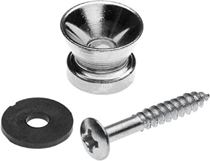 vhbw Gurtknopf Pin für Gitarrengurt, Gurt für Ukulele oder Mandoline, silber V-Form
