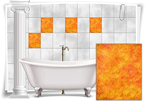 Medianlux Fliesen-Aufkleber Fliesen-Bild Mosaik Kachel Struktur Orange Sticker Bad WC Küche Deko Digitaldruck Folie, 8 Stück, 20x25cm m19-orange-95241