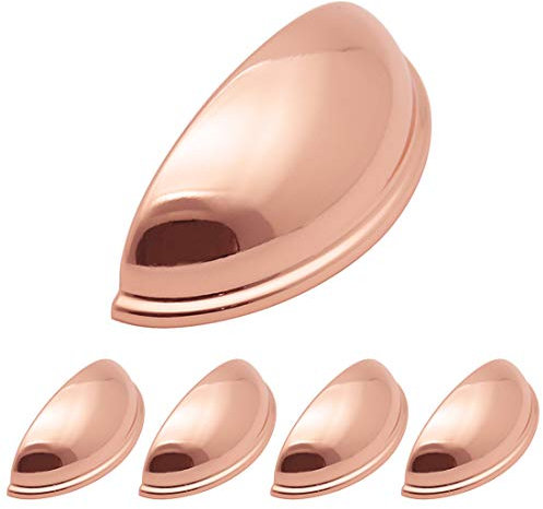 Probrico Rose Gold Semicircle Cabinet Cup Handle 76mm Centres Shell Shape Bedroom Dresser Pull Copper Bathroom Cupboard Knob 5 Pack