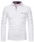 APAELEA Men's Long Sleeve Polo Shirt Casual Rugby Shirts with Plaid Down Collar,White,XL