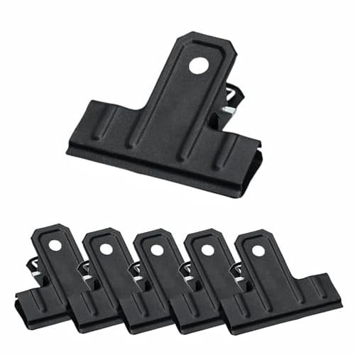 6 Pcs Black Large Bull Clips, Bull Hinge Clip Binder Clips File Money Clamps for Photos, Papers, Food Bags, Art & Crafts, Office, School and Kitchen (77 mm)