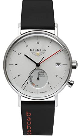 Bauhaus Herrenuhr Solar mit Powerreserve und Lederband Datum 2112-1
