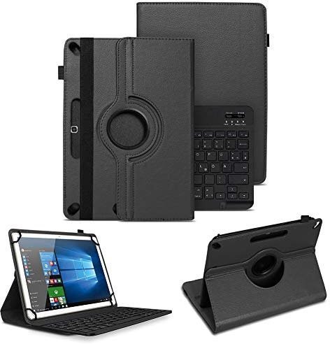 NAUC Tablet Tasche kompatibel mit Doogee T30 Pro 11 Zoll Bluetooth Schutzhülle Universal QWERTZ Tastatur Hülle Standfunktion Drehbar Case, Farben:Schwarz