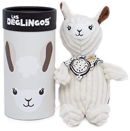 Les Déglingos, Muchachos Le Lama, Plüschtier Lama, klein Simply mit Geschenkbox, ultraweich, ab der Geburt, 22 cm, Beige, Mädchen und Jungen, recycelte Füllung 32127B
