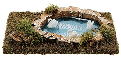 Holyart Laghetto con cigni per presepe 20x13