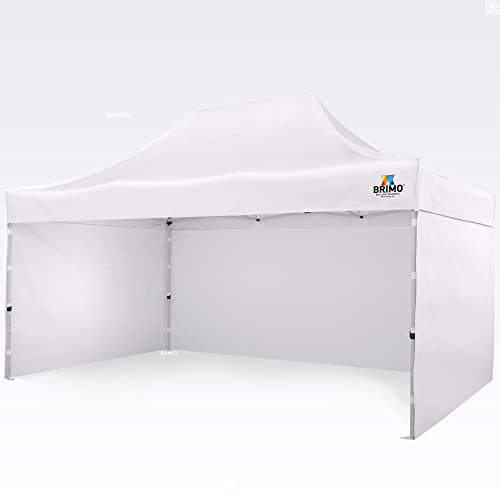 BRIMO Grillpavillon 100% Wasserdicht mit 3 Seitenteilen - 5 Jahre Garantie (3x4,5 m, Weiß)