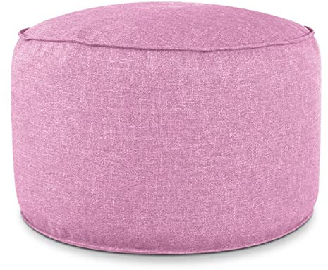 EVERGREENWEB Pouf rond Ø 60 cm - Pouf repose-pieds intérieur et extérieur élégant pour jardin, tabouret salon, balcon - tissu de haute qualité - extérieur et intérieur - Fabriqué en Italie - Rose