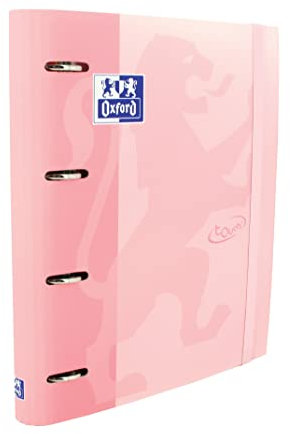 Oxford, Ordner 4 Ringe A4 Hardcover, Gummiverschluss, Ersatzgitter 5 x 5 und 5 farbige Bänder, Aufkleber-Blatt, Rosa Flamingo Touch