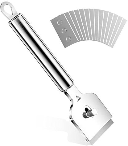 Relota Grattoir Plaque Vitrocéramique Professionnel avec 14 Métal Lames de Rechange, Racloir Plaque Induction, Gratte Vitre, pour Nettoyage Cuisine Maison, Four, Plaque À Induction, Colle