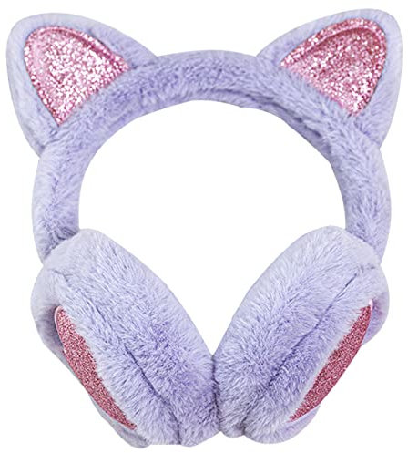 IHCEMIH Ear Muffs Women Girls Earmuffs Winter Accessories Fluffy Plush Adjustable Adults Outdoor Thermal Ear Warmer Skiing Running Cat Ears Covers Protector from Wind Cold Gift for Girls Ladies Purple