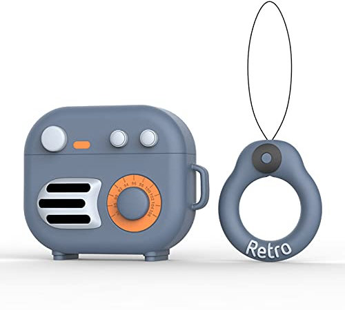 Kompatibel mit AirPods 3 Gen Hülle 2021, Niedliche 3D Cute Cartoon Grammophone Kinder Teenager Jungen Mädchen Frauen Silikon Schutzhülle für AirPods 3rd Generation Case Cover Radio - Blau