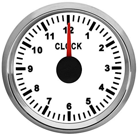 JINGERL 1 PZ 52 Millimetri Tuning Car Pointer Orologi Contaore Calibro Formato 12 Ore Auto Barca Orologio Meccanico Calibro con retroilluminazione Rossa 9-32V (Color : WW)