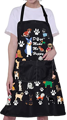 BNQL Fellschürze für Hunde, Niedliche Wasserdichte Kochschürze, Welpe, Hundetrainer, Groomer, Geschenke, Hunde Machen Mich Glücklich, L