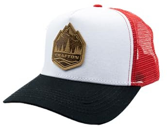 Crafton Big Mountain Mesh Trucker Cap - Baseball Cap - Unisex - atmungsaktiv - individuell verstellbar - für Damen und Herren Farbe: Black/White/Red