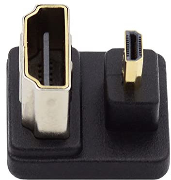 NFHK Micro HDMI hembra tipo D a HDMI 1.4 macho ahorro de puerto 360 grados hacia arriba opuesto en forma de U convertidor adaptador de extensión en ángulo trasero