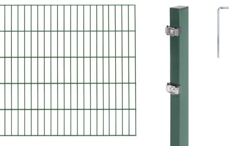 Alberts 653637 Doppelstabmattenzaun als 6 tlg. Zaun-Komplettset | verschiedene Längen und Höhen | grün | Höhe 200 cm | Länge 4 m