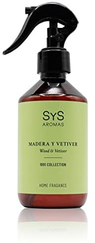SYS Aromas Ambientador Pulverizador Madera y Vetiver 1991 - Spray Concentrado - Fragancia Duradera, Elimina Olores, Ideal para Hogar, Oficina, Baño - 300 ml