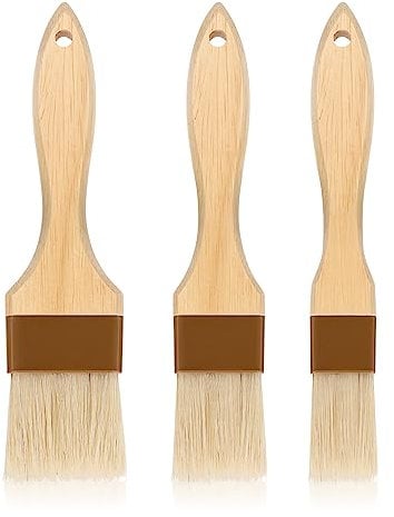 SAVITA 3pcs Pastry Basting Brushes, Oil Brush for Cooking Boar Bristle Brushes BBQ Brushes for Sauce Kitchen Brush Pastry Brush for Oil Egg Spread Marinade Sauce (Small + Medium+Large), D29187