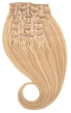 GLOBAL EXTEND® Clip-in-Extensions nahtlos I 100% Echthaar I Angenehmes Tragen | Einfaches Befestigen I Dichte und Volumen I Große Farbauswahl I Komplettes Set (30 cm, 08/18 gesträhnt)