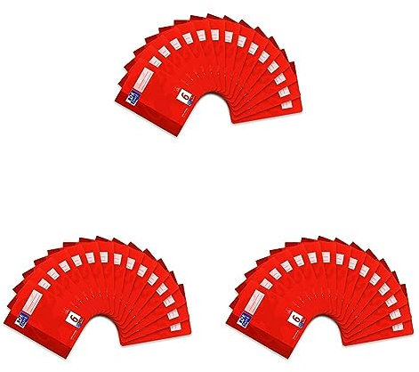Oxford Schulheft A5, Lineatur 6, 16 Blatt, rot, 15 Stück (Packung mit 3)