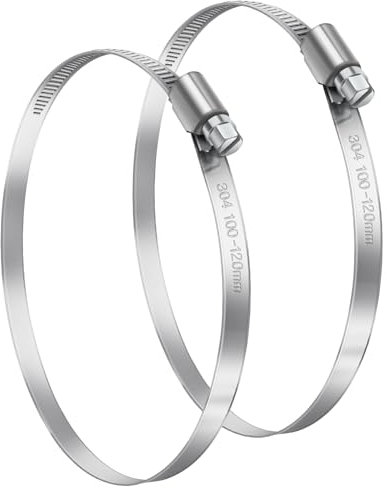 2 Pièces 100-120mm Collier de Serrage Réglable, Bolatus Collier de Serrage Inox 304 Collier Serrage Métallique pour la Plomberie, Piscine, l'Automobile et les Applications Mécaniques