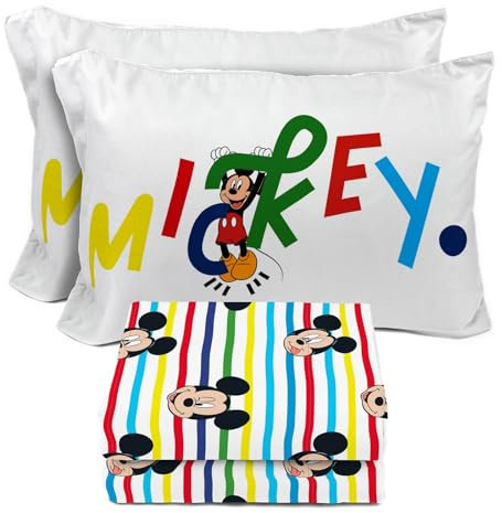 Sunny Side Up Disney Mickey Mouse Full Sheet Set - 4 Piece Kids Bedding Set Includes Pillow Cover - Super Soft Microfiber Sheets