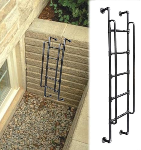 Taburete Escalera Escalera de salida Sótano Escalera de Escape para Pozo de Ventana, de alta resistencia Escalera de pared Colgantes para tejado/garaje exterior, Escalera para literas/ático, Carga 150