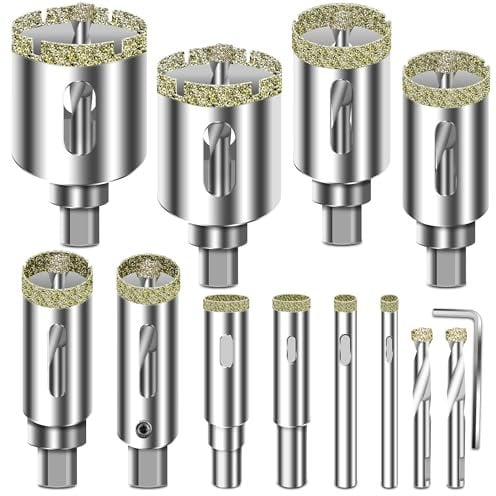 ASNOMY 12Pcs Scie Cloche Diamantée 6-35 mm avec Foret Guidage de Centrage, Scie Cloche Carrelage avec revêtement diamant, Foret trépan Diamant pour verre, carrelage, céramique, marbre, granit